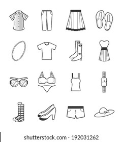 lady clothes icons set
