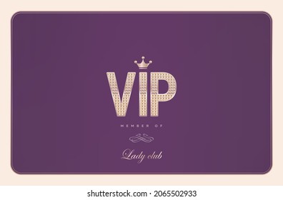Lady club member card template. For luxury women's clubs, boutiques, beauty salons and other premium establishments.