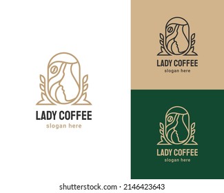 lady coffee shop modern logo template