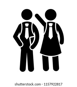 
A lady colleague is gesturing like a get out to her male employee

