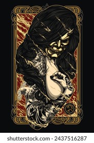 Lady Concealed in Flame Horror Illustration
