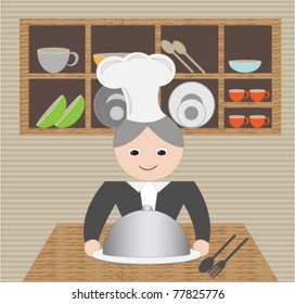 lady cook in kitchen vector