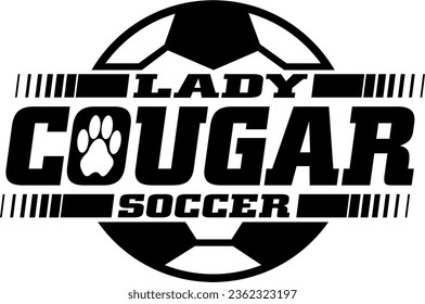 diseño del equipo de fútbol femenino cougar con baloncesto para deportes de escuela, universidad o liga