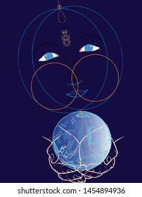 Lady with 
crystal ball Illustration