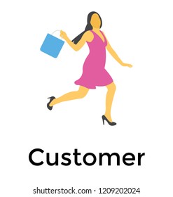 A lady customer with shopping bag