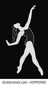 Lady dancing. Studio symbol. Black and White. Vector illustration.