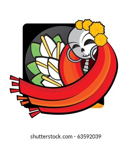 Lady from Day of the Death. Cool Vector Style.