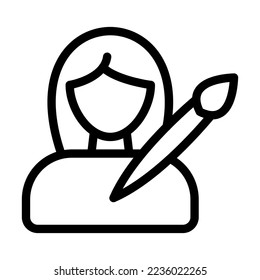 Diseño de iconos de línea de vector de Lady Designer