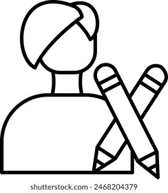Lady Designer Vector Line Icon Design