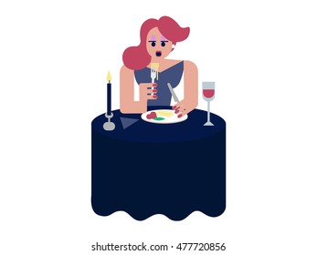 A lady dining out alone