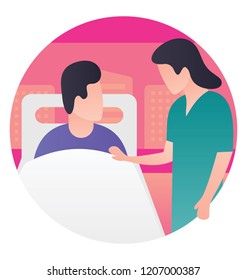 
Lady doctor is checking in hospital room, recover patient 
