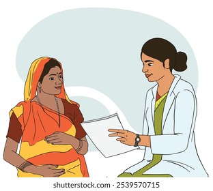 Lady Doctor explaining to rural pregnant woman