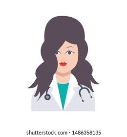 lady doctor glyh flat vector icon