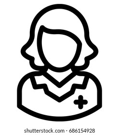 Lady Doctor Line Vector Icon 
