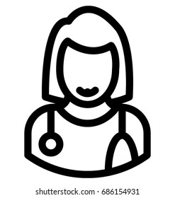 Lady Doctor Line Vector Icon 
