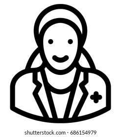 Lady Doctor Line Vector Icon 
