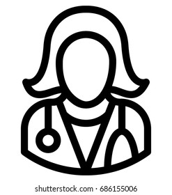 Lady Doctor Line Vector Icon 
