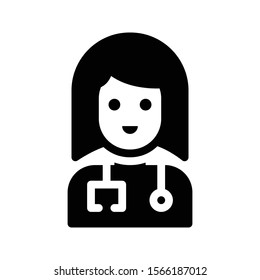 lady doctor vector glyph flat icon 