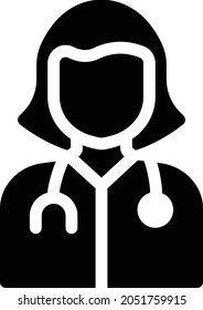 lady doctor vector glyph flat icon