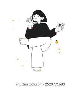 СDama mudo fazendo manicura. Ilustração vetorial na moda.