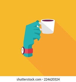 lady drinking coffee flat icon with long shadow,eps10