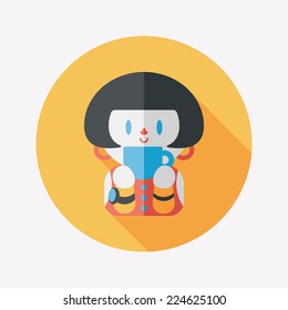 lady drinking coffee flat icon with long shadow,eps10
