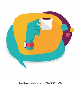 lady drinking coffee flat icon with long shadow,eps10