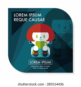 lady drinking coffee flat icon with long shadow,eps10