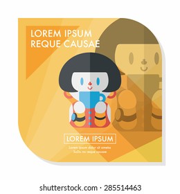 lady drinking coffee flat icon with long shadow,eps10