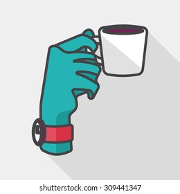 lady drinking coffee flat icon with long shadow,eps10