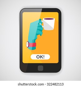 lady drinking coffee flat icon with long shadow,eps10