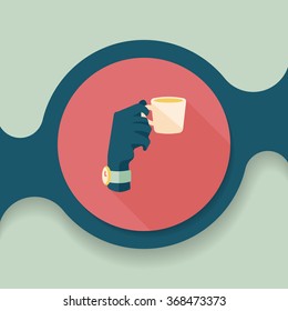 lady drinking coffee flat icon with long shadow,eps10