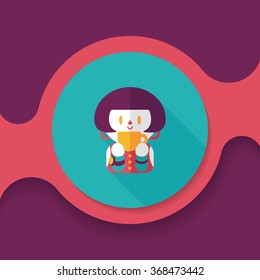 lady drinking coffee flat icon with long shadow,eps10