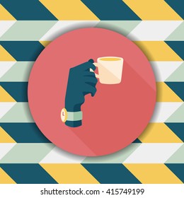 lady drinking coffee flat icon with long shadow,eps10