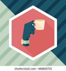 lady drinking coffee flat icon with long shadow,eps10