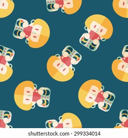 lady drinking coffee flat icon,eps10 seamless pattern background