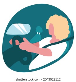 Lady driver illustration vector isolated