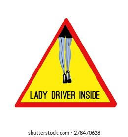 Lady driver vector sign (icon, logo)