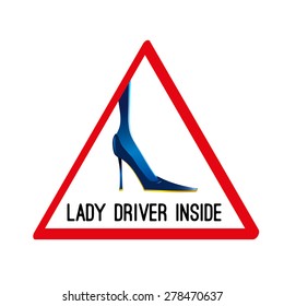 Lady driver vector sign (icon, logo)