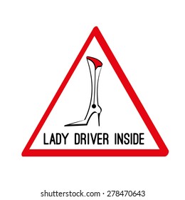 Lady driver vector sign (icon, logo)