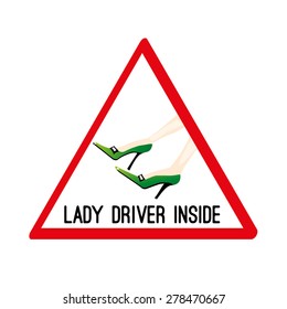 Lady driver vector sign (icon, logo)