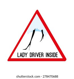 Lady driver vector sign (icon, logo)