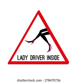 Lady driver vector sign (icon, logo)