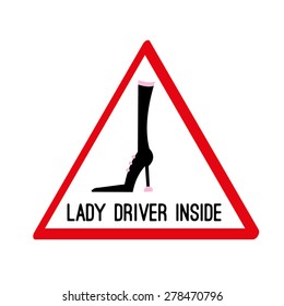Lady driver vector sign (icon, logo)