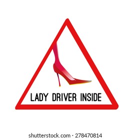 Lady driver vector sign (icon, logo)