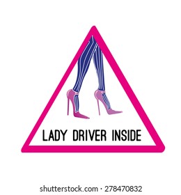 Lady driver vector sign (icon, logo)