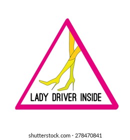 Lady driver vector sign (icon, logo)