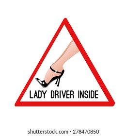 Lady driver vector sign (icon, logo)