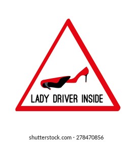Lady driver vector sign (icon, logo)