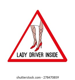 Lady driver vector sign (icon, logo)